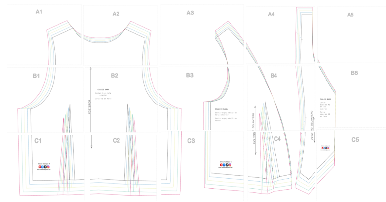 Molde Chaleco Dama PDF (Tallas XS,S,M,L,XL)